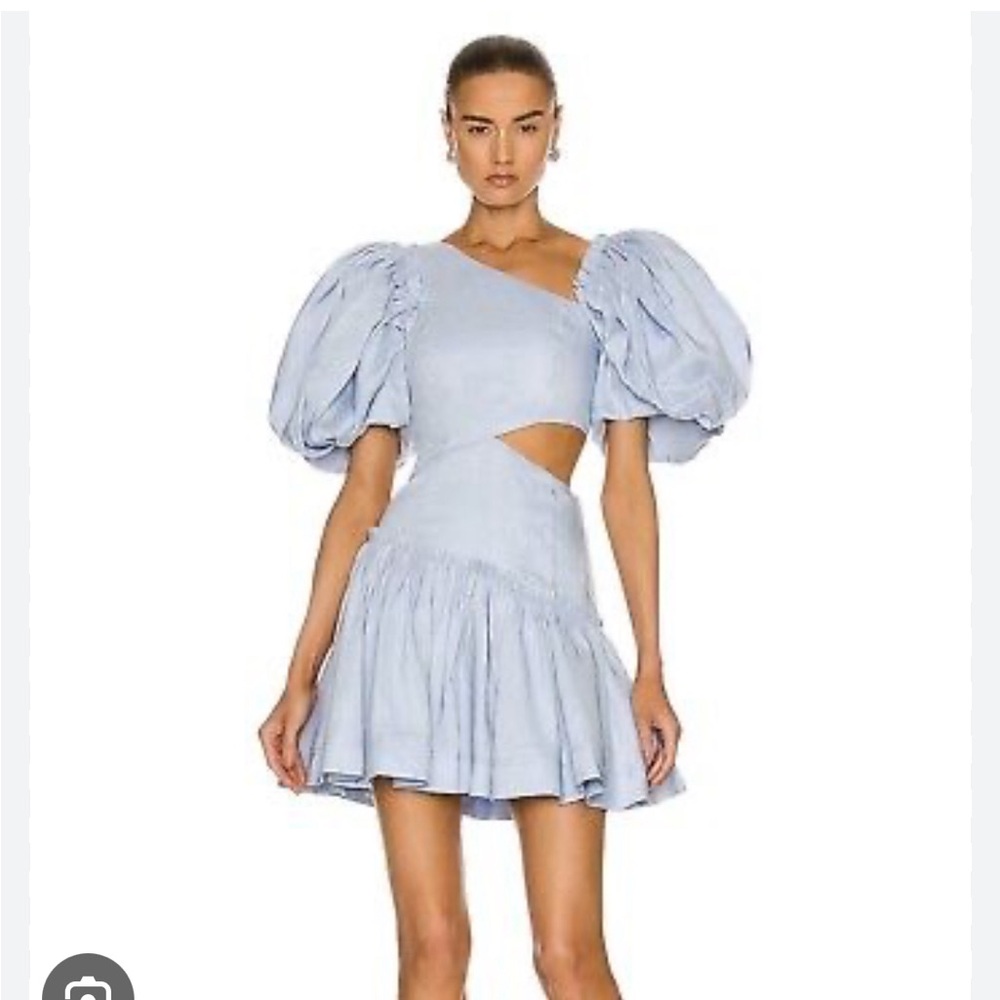AJE Chateau Cut Out Mini Dress in Sky Blue